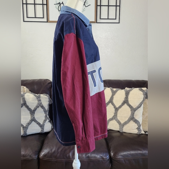 Vintage Tommy Hilfiger Denim Men's Size M Long Sleeve Rugby Shirt Color Block - Picture 5 of 10